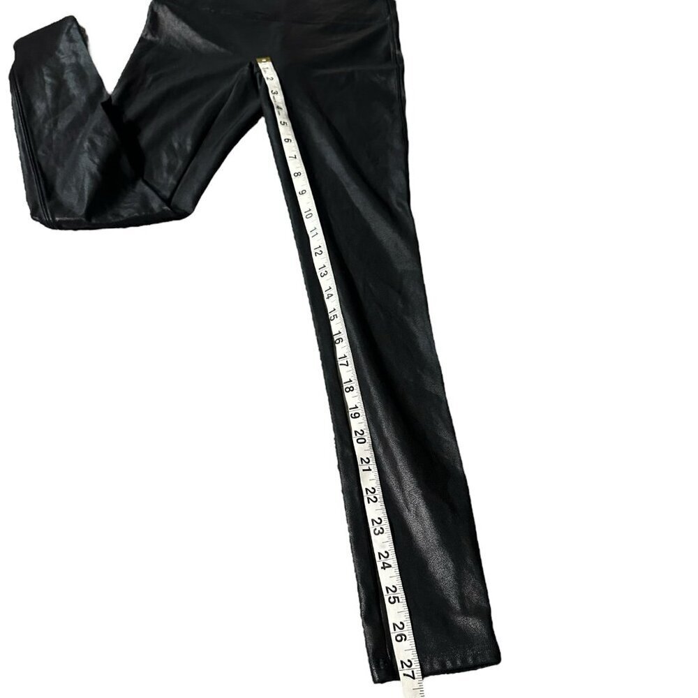 Spanx Women's Faux Leather Leggings Size Medium Black Stretch Moto - Picture 9 of 11
